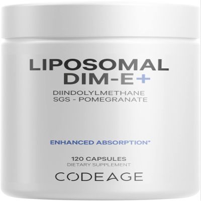 Codeage Liposomal DIM Supplement - 4 Months Supply of DIM Vitamins and SGS, Pomegranate, Broccoli, Vitamin E Isomers Tocopherols Alpha Beta Gamma Delta - Liposomal Formula - Gluten-Free - 120 Capsules