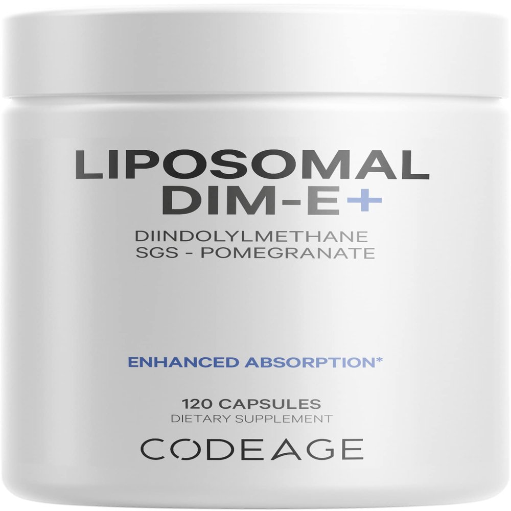 Codeage Liposomal DIM Supplement - 4 Months Supply of DIM Vitamins and SGS, Pomegranate, Broccoli, Vitamin E Isomers Tocopherols Alpha Beta Gamma Delta - Liposomal Formula - Gluten-Free - 120 Capsules