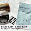 NOSE FRIEND 10 Pairs (Black & Clear) | 1.2 MM Thin ADD Grip Nose Pads for Glasses | Anti Slip | Small Nose Bridge | (5 Pairs Black & 5 Pairs Clear) view 3