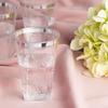 Disposable 10 oz Square Crystal Clear Plastic Tumblers with Silver Rim - Elegant Disposable Hard Plastic Cups Silver Rimmed - For Party, Weddings, Baby Showers, Events, Fancy Catering Cups (20 PACK) view 3
