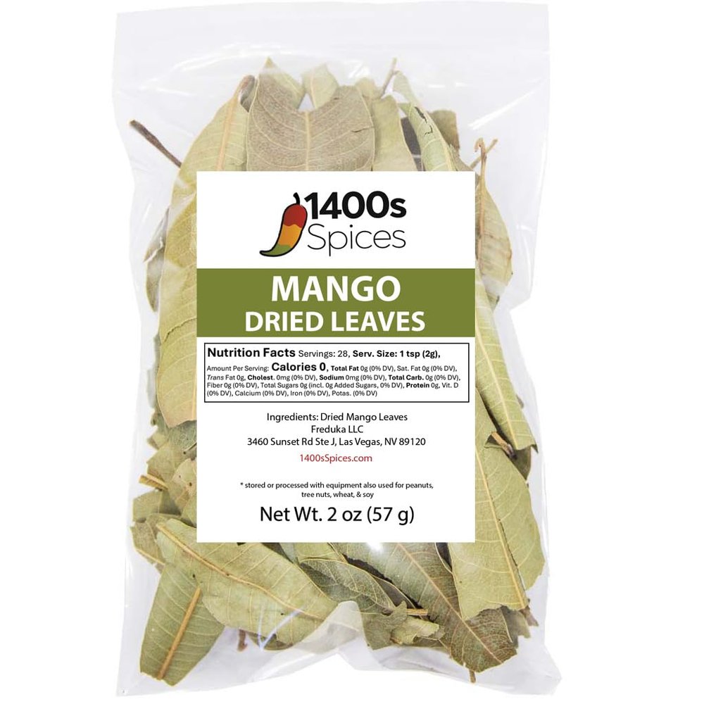 2oz Mango Leaves Dried, Hoja de Mango Seca by 1400s Spices