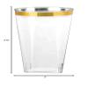 Disposable 10 oz Square Crystal Clear Plastic Tumblers with Gold Rim - Elegant Disposable Hard Plastic Cups Gold Rimmed - For Party, Weddings, Baby Showers, Events, Fancy Catering Cups (90 PACK) view 2