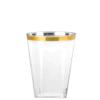 Disposable 10 oz Square Crystal Clear Plastic Tumblers with Gold Rim - Elegant Disposable Hard Plastic Cups Gold Rimmed - For Party, Weddings, Baby Showers, Events, Fancy Catering Cups (100 PACK) view 1