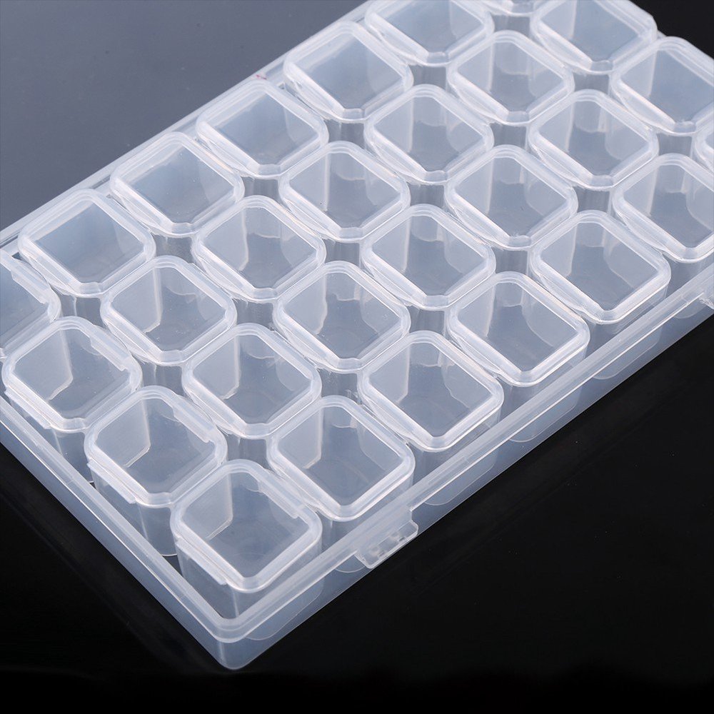 28 Slot Pill Organizer Tablet Container Clear Pill Case Holder Clear Plastic 28 Slots Adjustable Tablet Medicine Pill Jewelry Craft Storage Organizer Box Container Vitamin Boxes