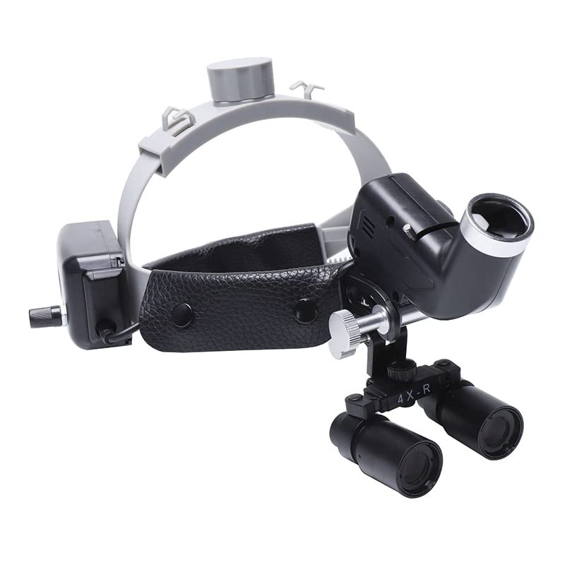 5W Headband Lamp Spotlight with 4X Dentisty Loupes Binocular Magnifier 65000 Lux Magnifying Glasses
