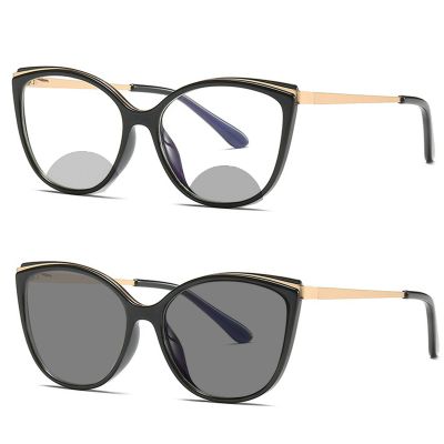 willochra Transition Photochromic bifocal Cat Eye Progressive Multifocal Presbyopic Reading Glasses Sunglasses for Women Readers (black, 2, multiplier_x)