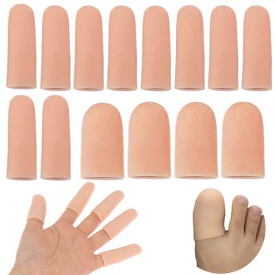 NWSOJ 14 Pcs Silicone Finger Protectors, Gel Finger Cots Guard for Trigger Eczema Pain Relief