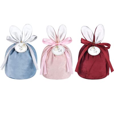 3PCS Easter Bunny Bag,Easter Bunny Candy Gift Bags,Candy Bag Easter Decoration,Velvet Bunny Easter Treat Bags,Easter Egg Hunt Bags,Rabbit Easter Goodie Bags,Easter Bunny Ear Drawstring Bags