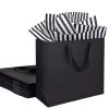 Bobobag 12 Pack 12.5 inch Black Gift Bags with Tissue Paper for Shopping, Business, Bridal Party, Man's birthday gift,Wedding, Christmas and Holiday (Black) view 1