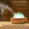 Fancemot Glass Essential Oil Diffuser with Real Wood Base, 180ml Aromatherapy Diffuser with 2 Mist Modes, 7 Colors LED Light Ultrasonic Cool Mist Humidifier for Home and Office view 3