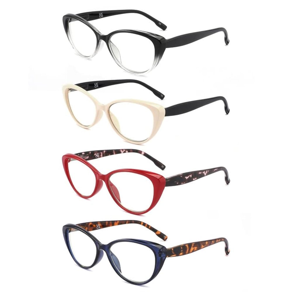 25DU Reading Glasses for Women Blue Light Blocking Ladies Fashion Cat Eye Readers with Spring Hinge Anti Eyestrain/Glare Computer Eyeglasses +2.0