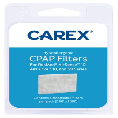 Carex Hypoallergenic CPAP Filters for ResMed Machines, AirSense 10, AirCurve 10 & S9 Series - 6 ct