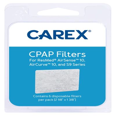 Carex CPAP Filters for ResMed Machines, AirSense 10, AirCurve 10 & S9 Series, Disposable - 6 ct