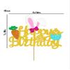 Easter Basket Stuffers Happy Birthday Cake Topper Bunny Ear Cake Decorations Glitter Gold Easter Rabbit Party Decoration Easter Egg Decorating Easter Decor for Kids Easter Basket Stuffers for Girls view 2