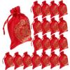 20pcs Chinese Year Drawstring Pouches Packaging Bags for Candy Jewelry and Treats Satin Material for Weddings and Lunar Year Celebrations view 1