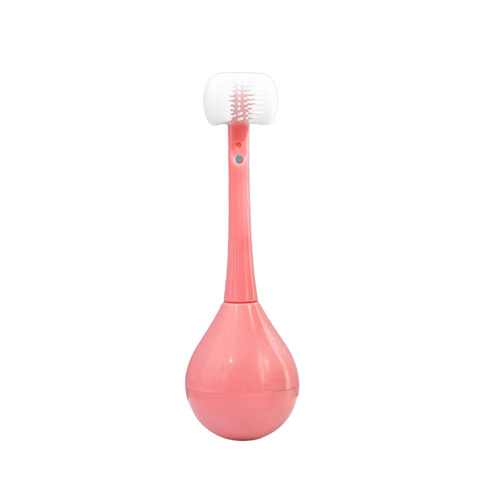 lamphle Baby Toothbrush 360 Degree Waterproof Toddler Toothbrush Tumbler Toothbrush Infant Toothbrush Silicone, Baby Toothbrush 12 Months and Up Pink