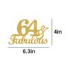 64 & Fabulous Cake Toppers Gold Glitter, Happy 64th Birthday Cake Topper Cheers to 64 Years Old Bday Decoration, Sixty-four and Fabulous Cake Decorations for 64th Birthday Anniversary Party view 2