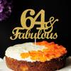 64 & Fabulous Cake Toppers Gold Glitter, Happy 64th Birthday Cake Topper Cheers to 64 Years Old Bday Decoration, Sixty-four and Fabulous Cake Decorations for 64th Birthday Anniversary Party view 3