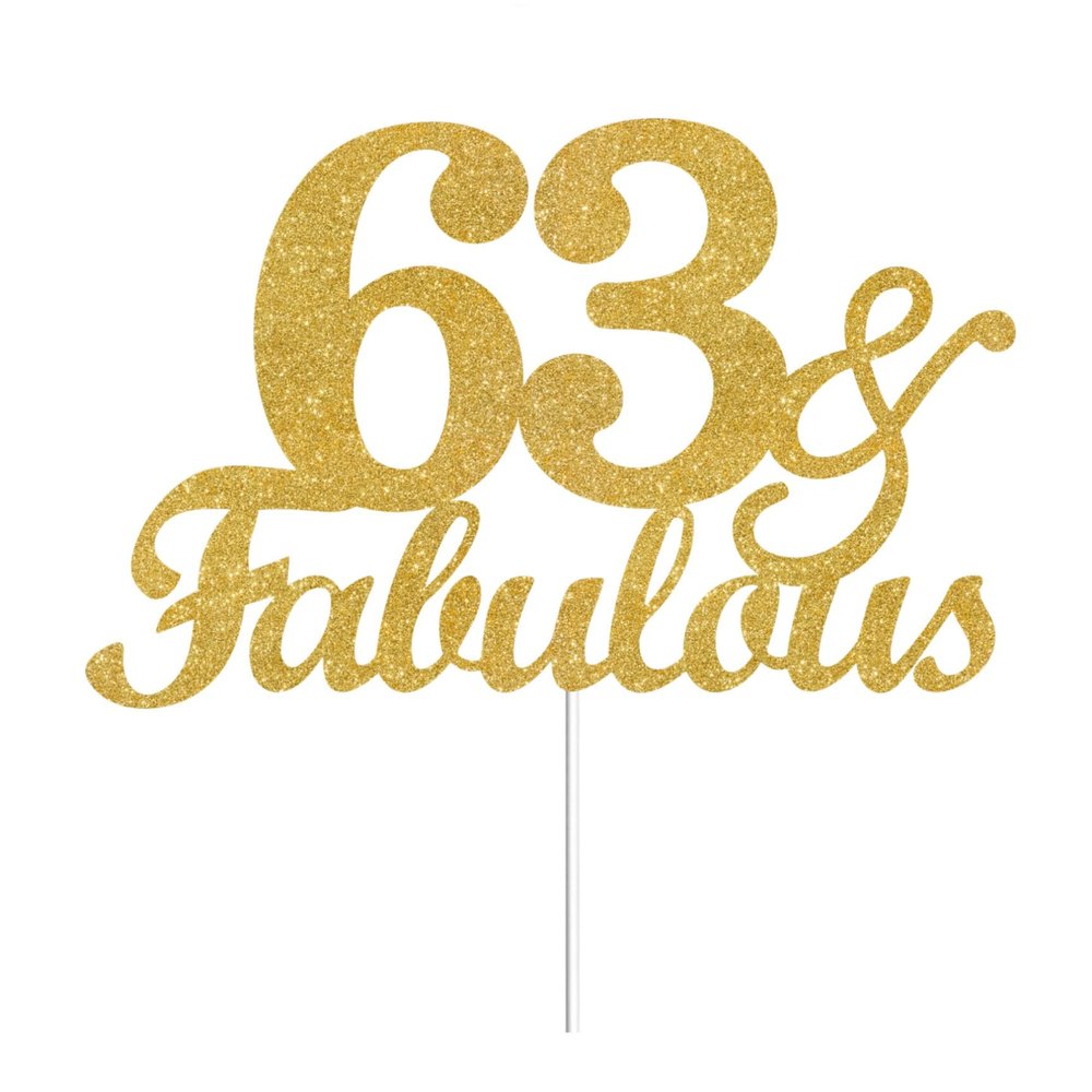63 & Fabulous Cake Toppers Gold Glitter, Happy 63rd Birthday Cake Topper Cheers to 63 Years Old Bday Decoration, Sixty-three and Fabulous Cake Decorations for 63rd Birthday Anniversary Party