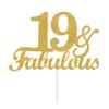 19 & Fabulous Cake Toppers Gold Glitter, Happy 19th Birthday Cake Topper Cheers to 19 Years Old Bday Decoration, Nineteen and Fabulous Cake Decorations for 19th Birthday Anniversary Party view 1