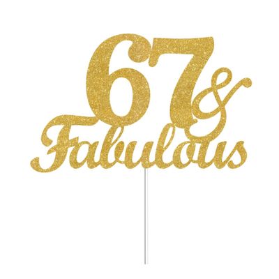 67 & Fabulous Cake Toppers Gold Glitter, Happy 67th Birthday Cake Topper Cheers to 67 Years Old Bday Decoration, Sixty-seven and Fabulous Cake Decorations for 67th Birthday Anniversary Party