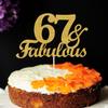 67 & Fabulous Cake Toppers Gold Glitter, Happy 67th Birthday Cake Topper Cheers to 67 Years Old Bday Decoration, Sixty-seven and Fabulous Cake Decorations for 67th Birthday Anniversary Party view 3