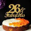 26 & Fabulous Cake Toppers Gold Glitter, Happy 26th Birthday Cake Topper Cheers to 26 Years Old Bday Decoration, Twenty-six and Fabulous Cake Decorations for 26th Birthday Anniversary Party view 3