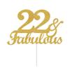 22 & Fabulous Cake Toppers Gold Glitter, Happy 22nd Birthday Cake Topper Cheers to 22 Years Old Bday Decoration, Twenty-two and Fabulous Cake Decorations for 22nd Birthday Anniversary Party view 1