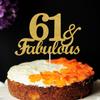 61 & Fabulous Cake Toppers Gold Glitter, Happy 61st Birthday Cake Topper Cheers to 61 Years Old Bday Decoration, Sixty-one and Fabulous Cake Decorations for 61st Birthday Anniversary Party view 3