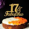 17 & Fabulous Cake Toppers Gold Glitter, Happy 17th Birthday Cake Topper Cheers to 17 Years Old Bday Decoration, Seventeen and Fabulous Cake Decorations for 17th Birthday Anniversary Party view 3