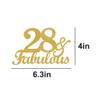 28 & Fabulous Cake Toppers Gold Glitter, Happy 28th Birthday Cake Topper Cheers to 28 Years Old Bday Decoration, Twenty-eight and Fabulous Cake Decorations for 28th Birthday Anniversary Party view 2