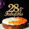 28 & Fabulous Cake Toppers Gold Glitter, Happy 28th Birthday Cake Topper Cheers to 28 Years Old Bday Decoration, Twenty-eight and Fabulous Cake Decorations for 28th Birthday Anniversary Party view 3