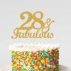 28 & Fabulous Cake Toppers Gold Glitter, Happy 28th Birthday Cake Topper Cheers to 28 Years Old Bday Decoration, Twenty-eight and Fabulous Cake Decorations for 28th Birthday Anniversary Party view 4