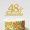 48 & Fabulous Cake Toppers Gold Glitter, Happy 48th Birthday Cake Topper Cheers to 48 Years Old Bday Decoration, Forty-eight and Fabulous Cake Decorations for 48th Birthday Anniversary Party view 4