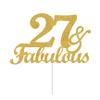 27 & Fabulous Cake Toppers Gold Glitter, Happy 27th Birthday Cake Topper Cheers to 27 Years Old Bday Decoration, Twenty-seven and Fabulous Cake Decorations for 27th Birthday Anniversary Party view 1