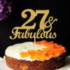 27 & Fabulous Cake Toppers Gold Glitter, Happy 27th Birthday Cake Topper Cheers to 27 Years Old Bday Decoration, Twenty-seven and Fabulous Cake Decorations for 27th Birthday Anniversary Party view 3