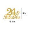 24 & Fabulous Cake Toppers Gold Glitter, Happy 24th Birthday Cake Topper Cheers to 24 Years Old Bday Decoration, Twenty-four and Fabulous Cake Decorations for 24th Birthday Anniversary Party view 2