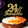 24 & Fabulous Cake Toppers Gold Glitter, Happy 24th Birthday Cake Topper Cheers to 24 Years Old Bday Decoration, Twenty-four and Fabulous Cake Decorations for 24th Birthday Anniversary Party view 3
