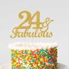 24 & Fabulous Cake Toppers Gold Glitter, Happy 24th Birthday Cake Topper Cheers to 24 Years Old Bday Decoration, Twenty-four and Fabulous Cake Decorations for 24th Birthday Anniversary Party view 4