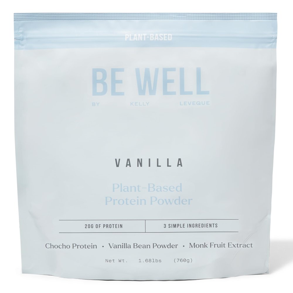 Be Well by Kelly Vanilla Plant-Based Protein Powder, Vegan 20G Protein 8G Fiber 0 Net Carb (3 Ingredients, 20 Servings) 9 Amino Acids+3 BCAAs No Soy, No Dairy, Stevia-Free, No Sugar Added 1.68lb 760g