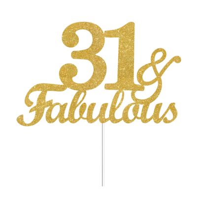 31 & Fabulous Cake Toppers Gold Glitter, Happy 31st Birthday Cake Topper Cheers to 31 Years Old Bday Decoration, Thirty-one and Fabulous Cake Decorations for 31st Birthday Anniversary Party