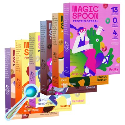 Magic Spoon Cereal - High Protein Cereals - Sugar Free Snacks - Grain & Gluten Free Cereal - Low Carb & Keto Friendly - 6 Pack: Fruity, Cocoa, Frosted, Peanut Butter, Cinnamon Crunch, Maple Waffle