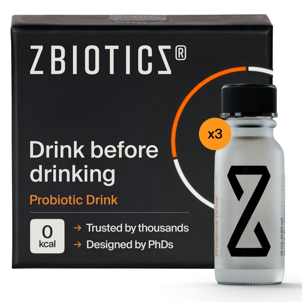 ZBiotics Feel Better After Drinking, Wake Up Refreshed, Science-Backed, Patented Probiotic for Easier Mornings, Travel-Friendly, 3-Pack of 0.47 Fl Oz Bottles
