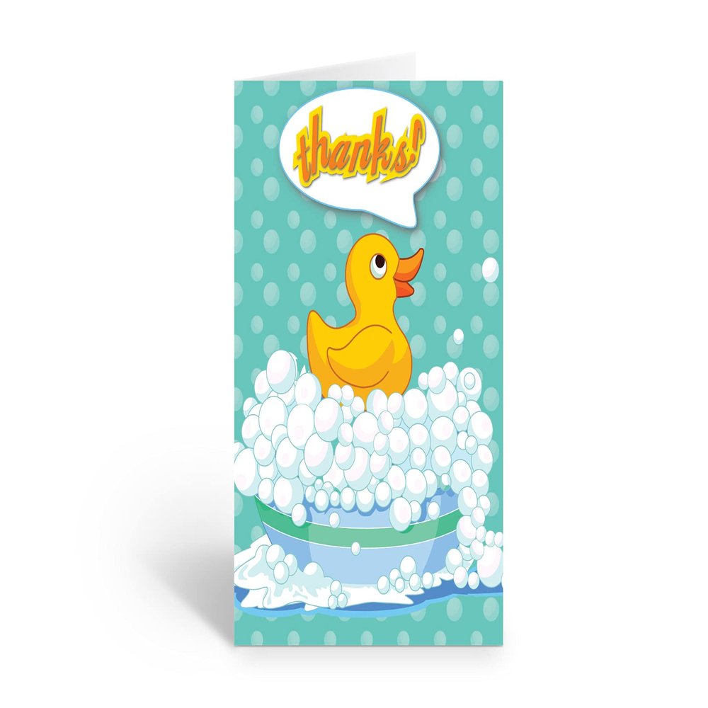Stonehouse Collection | Personalized Cute Rubber Ducky Thank You Note Card | 24 custom Cards & Envelopes | Kids Thank You (Personalized)