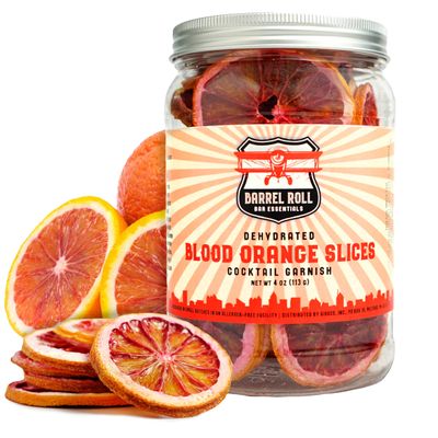 Barrel Roll Bar Essentials USA Grown Dried Blood Orange Slices for Cocktails | 4 Ounces of Large Dehydrated Oranges | Orange Cocktail Garnish | Dried Fruit for Cocktails & Healthy Snacks | All Natural
