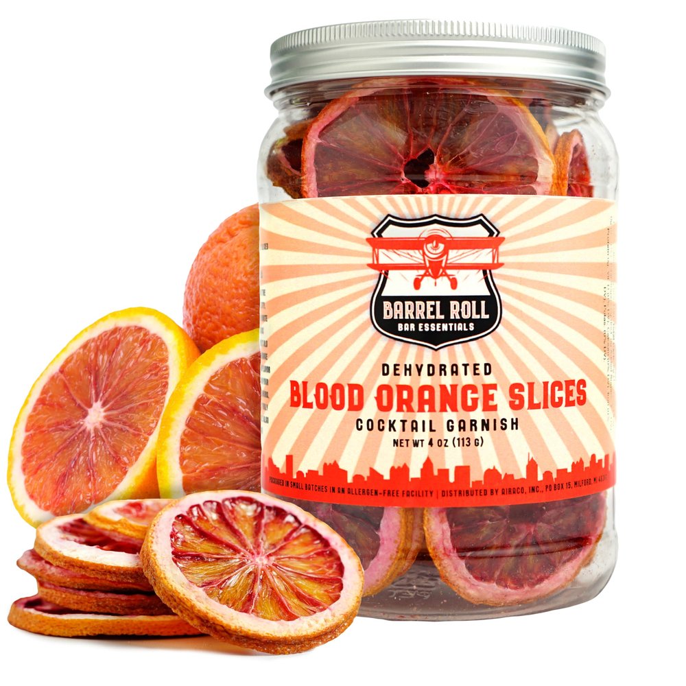 Barrel Roll Bar Essentials USA Grown Dried Blood Orange Slices for Cocktails | 4 Ounces of Large Dehydrated Oranges | Orange Cocktail Garnish | Dried Fruit for Cocktails & Healthy Snacks | All Natural