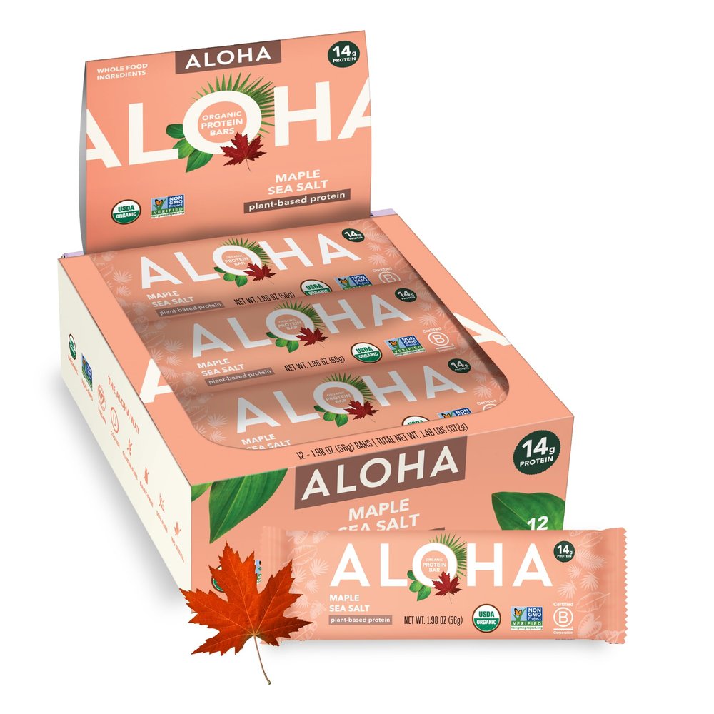 Aloha Organic Maple Sea Salt Protein Bar, 12 ct