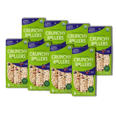 Friendly Grains Crunchy Rice Rollers  Mixed Berry - Delicious Crispy Puffed Gluten-Free Brown Rice Cakes  Healthy Snacks for Adults and Kids  Tasty, Nutritious Alternative to Chips (8 Packs of 6)