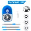 Mop Bucket with Wringer Set, Extended Stainless Steel Handle, 3 Microfiber Replacement Mop Head Refills, 2 Wheels for Household Cleaning, Hardwood Floor Tiles, Blue/Gray view 3