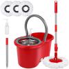 Spin Mop and Bucket with Wringer Set, 360 Spinning Mop Bucket System with 3 Microfiber Mop Replacement Heads, Adjustable Handle for Floor Cleaning (red) view 1